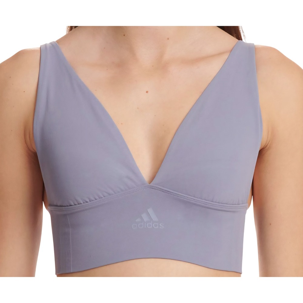 Adidas Studio‎ Lounge V-Neck Bralette Purple Low Impact Sports Bra 2XL HN5544